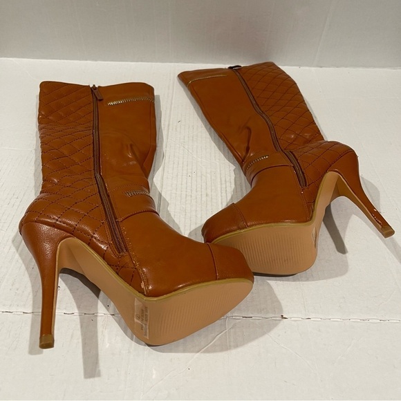 Women’s Natural Breeze Brown Platform Quilt Over Knee Heel Boots Size 7 US! - Picture 5 of 7